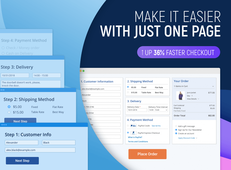 increase conversions with easy one step checkout process