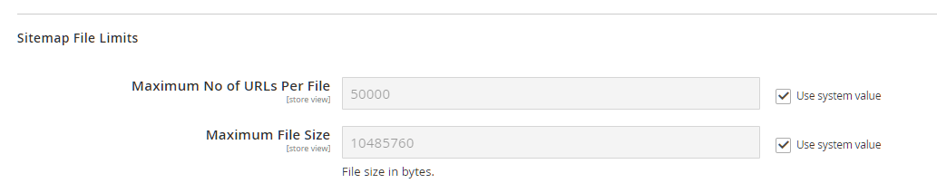 Sitemap FIle Limits Magento 2