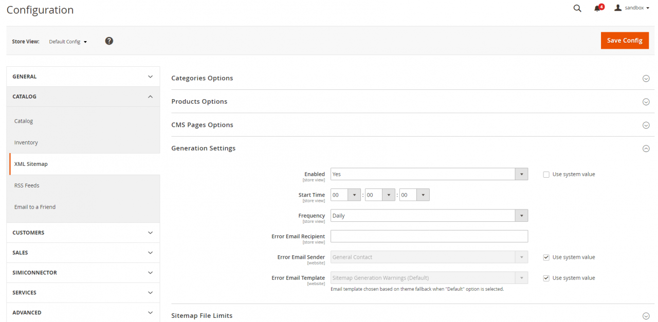 网站地图生成设置magento 2