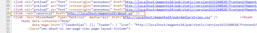 canonical URL in CMS page Magento 2